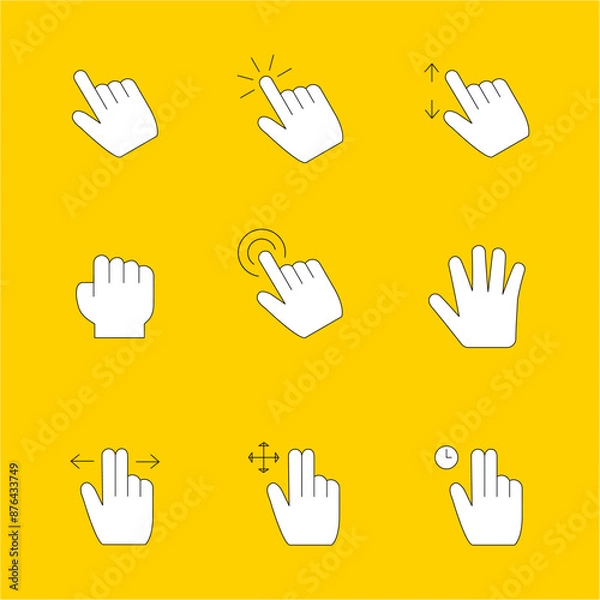 Obraz Mouse click cursor set. Hand Cursor. Click icon. Mouse pointer set. Arrow cursor. Vector illustration
