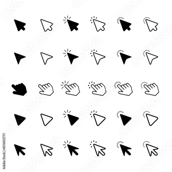 Obraz Mouse click cursor set. Hand Cursor. Click icon. Mouse pointer set. Arrow cursor. Vector illustration