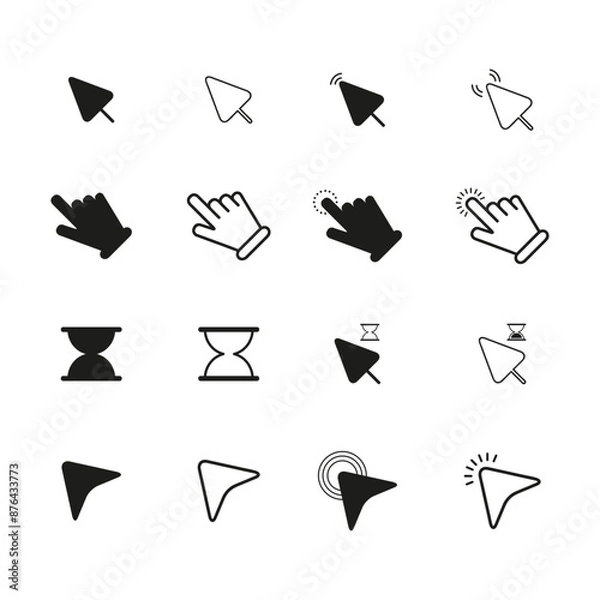 Obraz Mouse click cursor set. Hand Cursor. Click icon. Mouse pointer set. Arrow cursor. Vector illustration