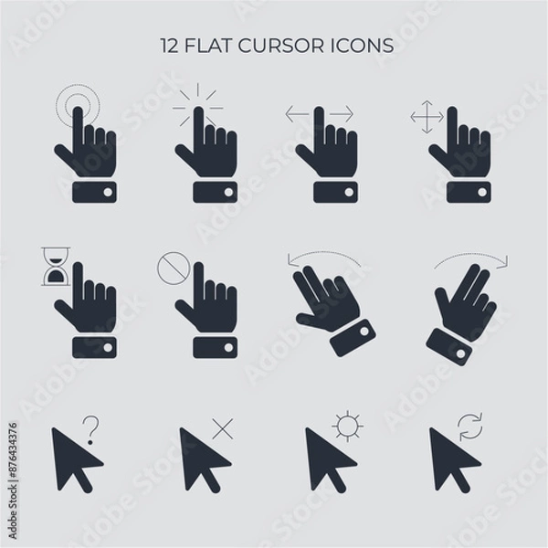 Fototapeta Mouse click cursor set. Hand Cursor. Click icon. Mouse pointer set. Arrow cursor. Vector illustration