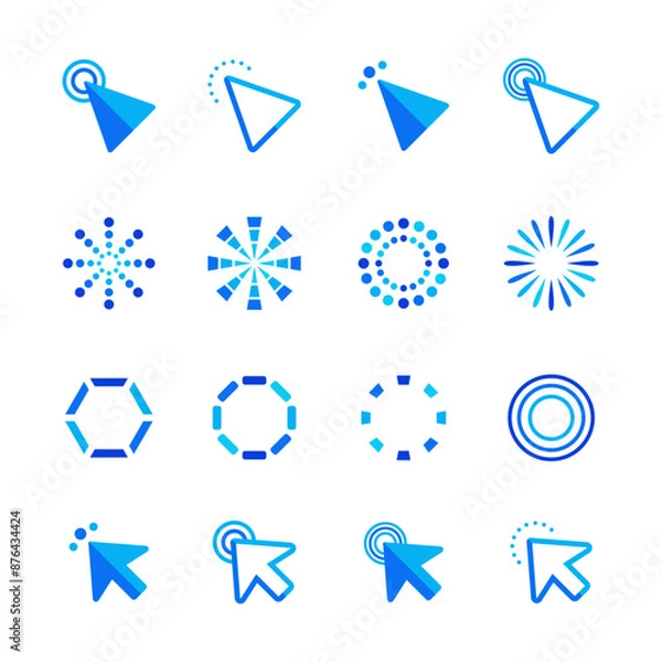Obraz Mouse click cursor set. Hand Cursor. Click icon. Mouse pointer set. Arrow cursor. Vector illustration