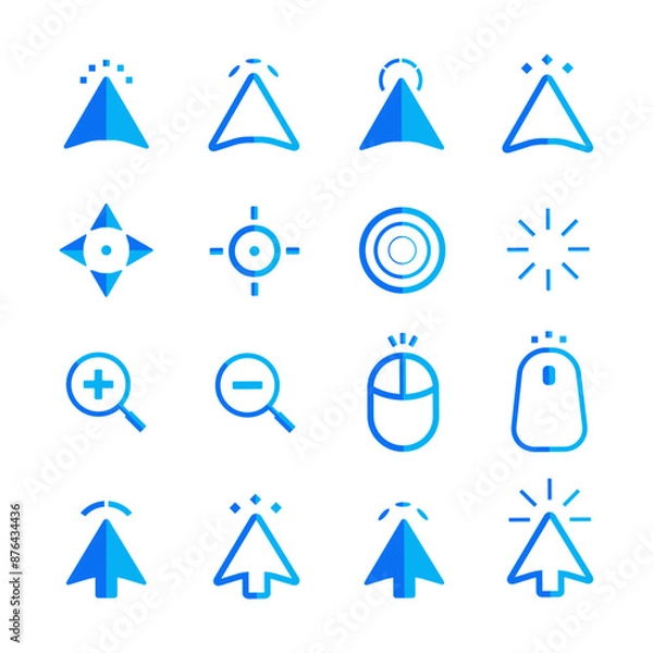 Obraz Mouse click cursor set. Hand Cursor. Click icon. Mouse pointer set. Arrow cursor. Vector illustration