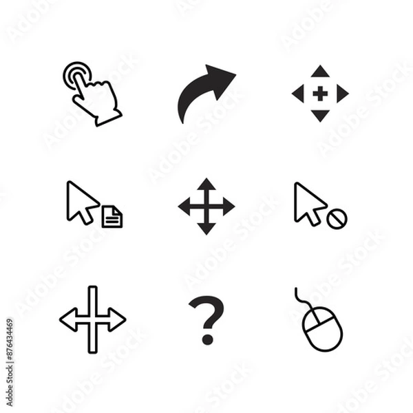 Obraz Mouse click cursor set. Hand Cursor. Click icon. Mouse pointer set. Arrow cursor. Vector illustration