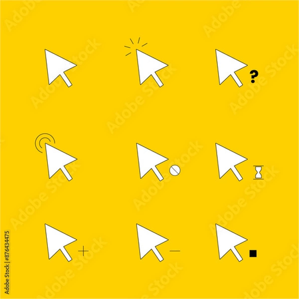 Fototapeta Mouse click cursor set. Hand Cursor. Click icon. Mouse pointer set. Arrow cursor. Vector illustration