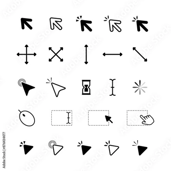 Obraz Mouse click cursor set. Hand Cursor. Click icon. Mouse pointer set. Arrow cursor. Vector illustration