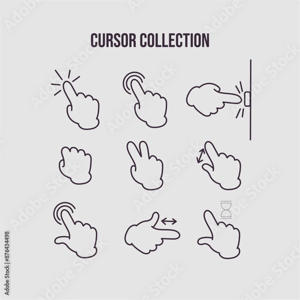 Obraz Mouse click cursor set. Hand Cursor. Click icon. Mouse pointer set. Arrow cursor. Vector illustration