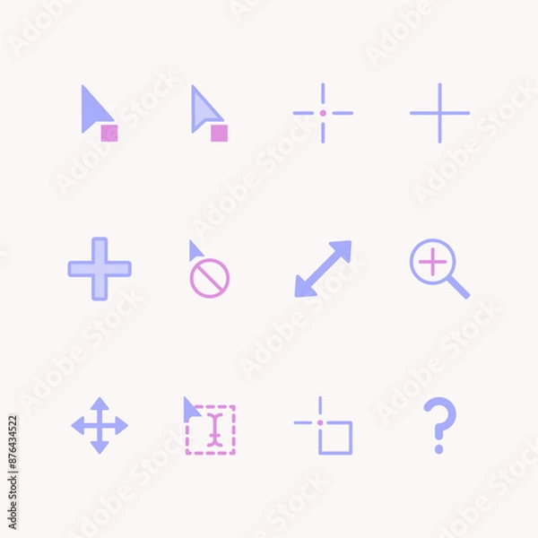 Obraz Mouse click cursor set. Hand Cursor. Click icon. Mouse pointer set. Arrow cursor. Vector illustration