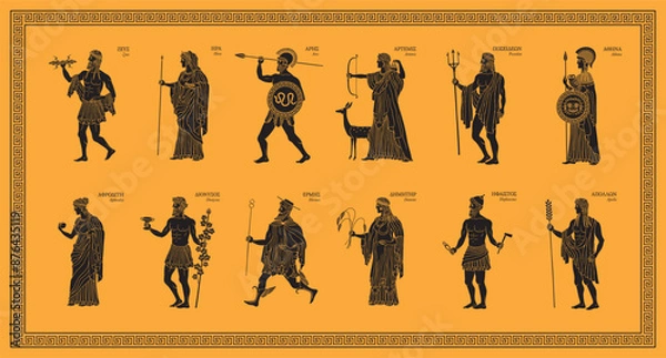 Fototapeta Vector illustration set of the twelve Olympian gods form Greek mythology