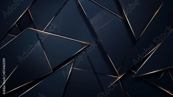 Fototapeta Elegant_dark_blue_background_with_golden_geometric_lines_generative_ai_image