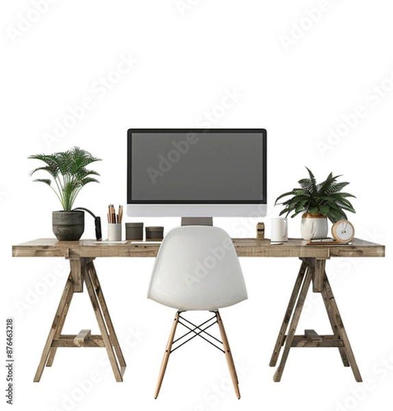 Fototapeta Modern led on table with decorations on isolated transparent background