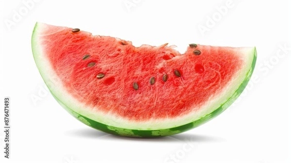 Fototapeta Fresh watermelon slice on a clean white surface, perfect for food photography or illustration