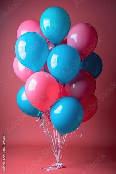 Obraz Festive Balloons on Red. Generative AI