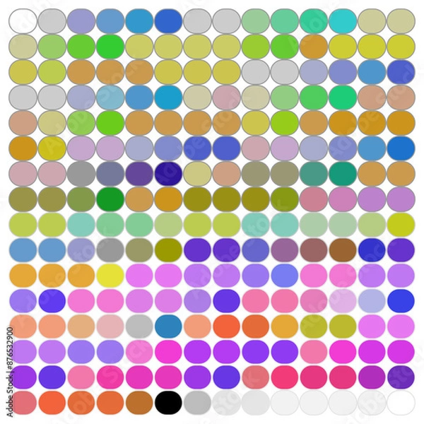 Fototapeta Color palette with samples of different hues on white background