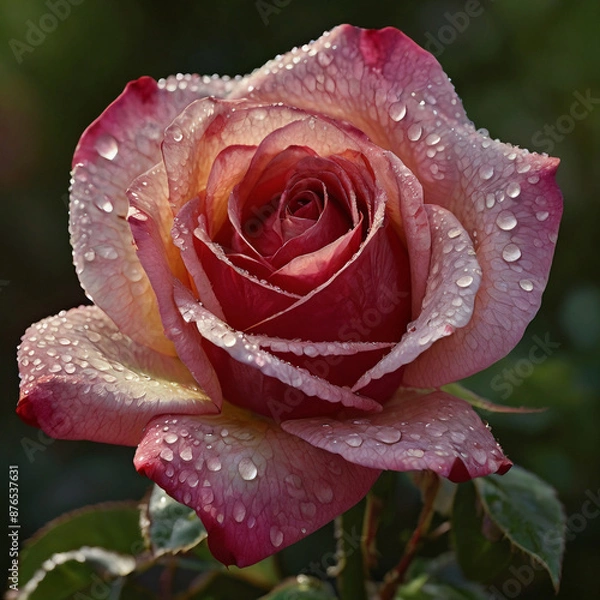 Obraz pink rose with dew drops