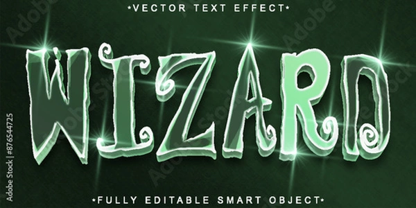 Fototapeta Green Shiny Wizard Tale Vector Fully Editable Smart Object Text Effect