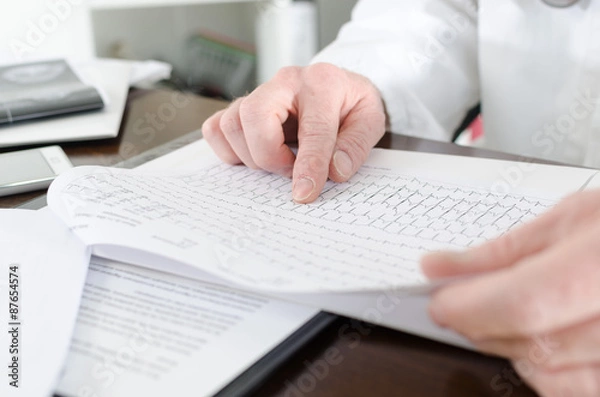 Fototapeta Doctor analyzing an electrocardiogram