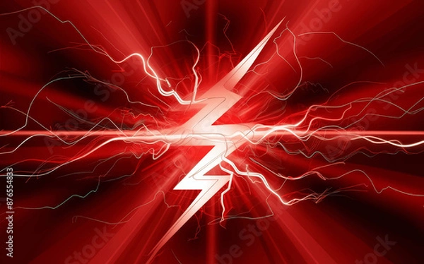 Fototapeta a white lightning bolt striking with red shine
