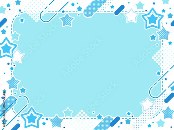 Obraz かわいいレトロポップなフレーム型背景、流れ星のイメージ