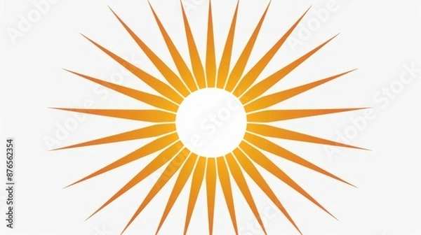 Obraz An orange sun with sharp, radiating rays set against a white backdrop, exhibiting a modern design aesthetic is what makes this image stand out.