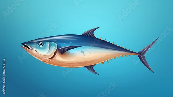 Obraz A blue, orange and yellow tuna fish swimming in the ocean, representing the beauty and power of the sea. 
