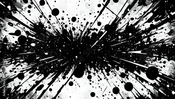 Fototapeta Black and white comic book style burst background