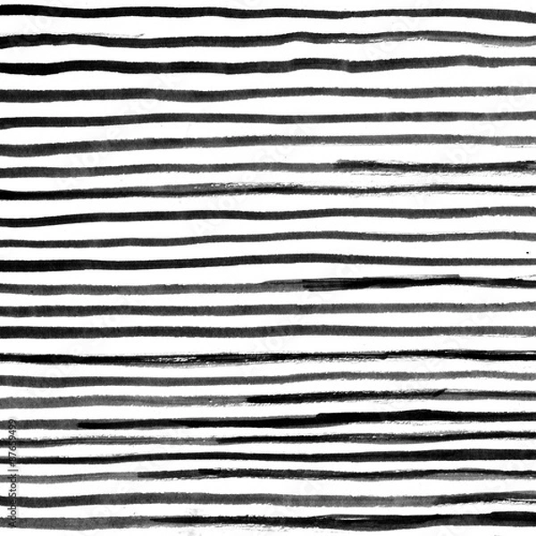 Fototapeta Black Ink Abstract Stripes Tło. Ręcznie rysowane linie. Atrament