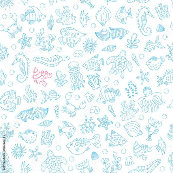 Obraz seamless pattern with underwater animals