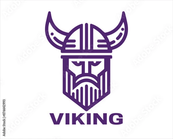 Fototapeta Viking Logo Design Vector Template. Lines Viking Logo Design Icon Symbol Vector Illustration.