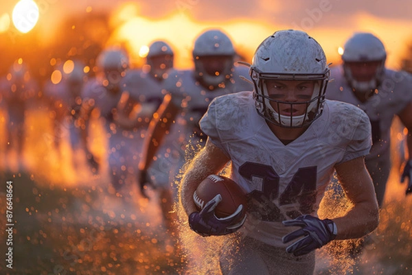 Fototapeta high school football team practicing