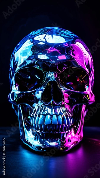Obraz Skull head on dark background
