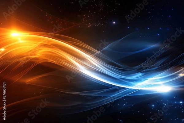Fototapeta Yellow and blue alternating data waves