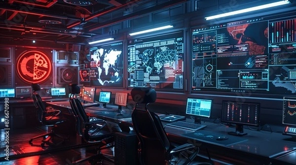 Fototapeta TV studio set in preparation. Large scale monitors. Hand edited generative AI.