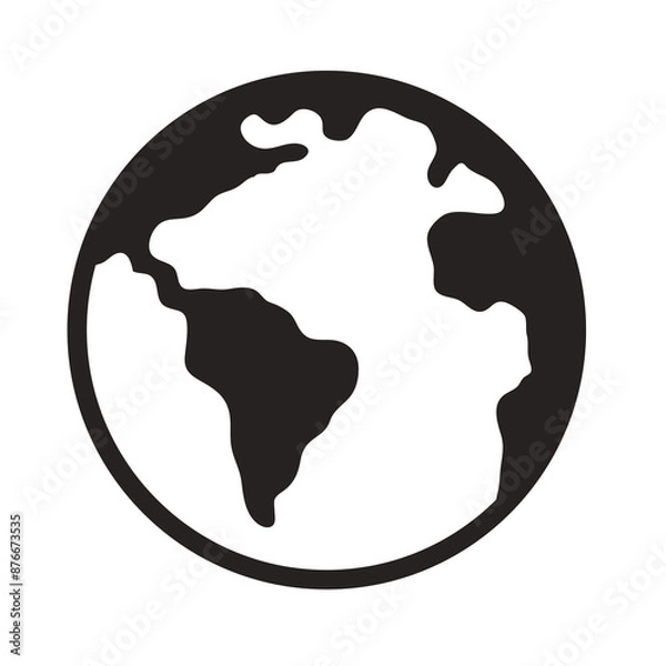 Fototapeta globe earth map element icon flat black
