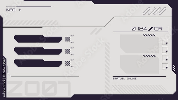 Obraz black and white outline cyberpunk retro futuristic background with hud