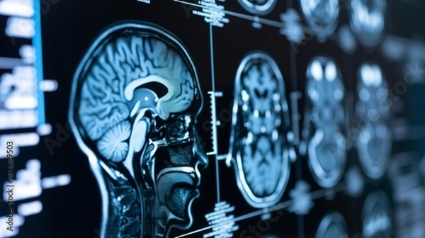 Fototapeta Brain MRI Scan. Neurology, Neuroscience, and Medical Diagnosis