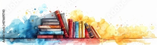 Obraz A book shelf with many books on it