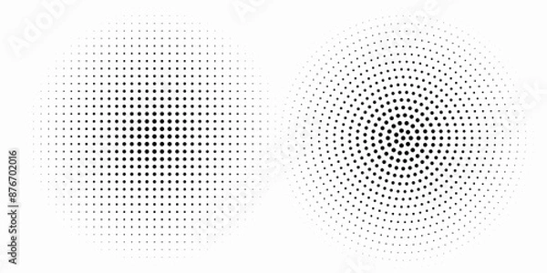 Fototapeta Set of black halftone dots backgrounds. vector modern dots halftone