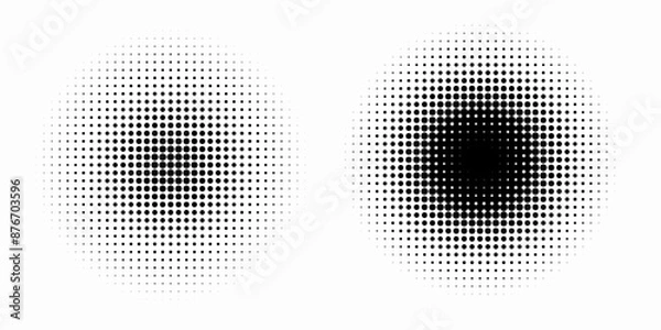 Fototapeta Set of black halftone dots backgrounds. vector modern dots halftone abstract