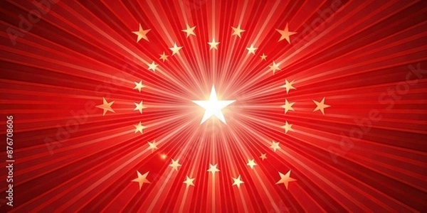 Fototapeta Vibrant red starburst background, red, starburst, color, burst, explosion, shiny, vivid, bright, abstract, dynamic, festive