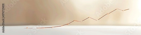 Fototapeta Minimalist depiction of a rising line graph on a light, clean background.