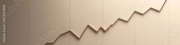 Fototapeta Minimalist depiction of market growth with an upward line graph on a neutral background.