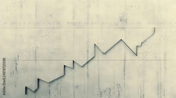 Fototapeta Market growth represented by a rising line graph on a minimalist, neutral backdrop.