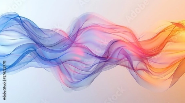 Fototapeta Ethereal Fluidity: Abstract Harmony of Flowing Lines and Curves on a Pastel Gradient Background