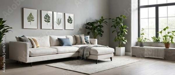 Fototapeta Modern Living Room with Minimalist Decor and Cozy Sofa