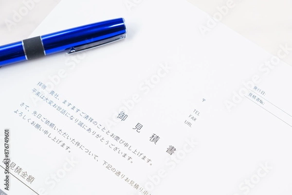 Fototapeta 取引に先立って御見積書を作成する
