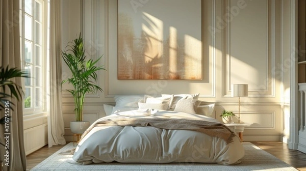Fototapeta Background: The hotel room's background is adorned with elegant furniture and subtle lighting, creating a serene atmosphere for relaxation.