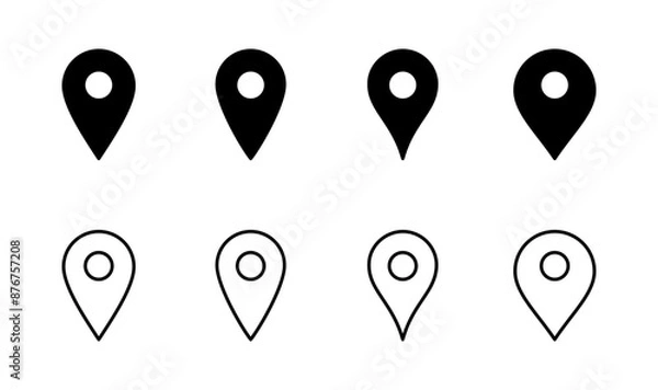 Obraz Pin icon set. Location icon vector. destination icon. map pin