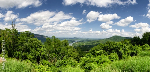 Fototapeta View at Lake Lure in North Carolina from Chimney rock mountain