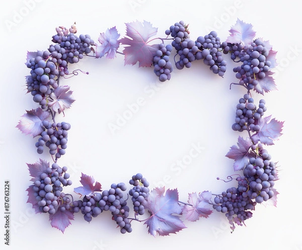 Fototapeta 四角い紫色の葡萄のリースのフレーム素材