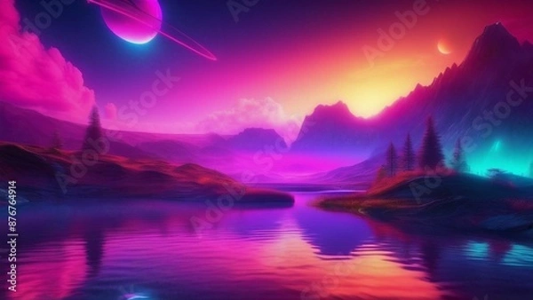 Obraz night landscape with mountains and clouds